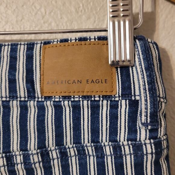 American‎ Eagle Hi-Rise Shortie Denim Jeans  Womens 4 Striped Stretch - Picture 5 of 10